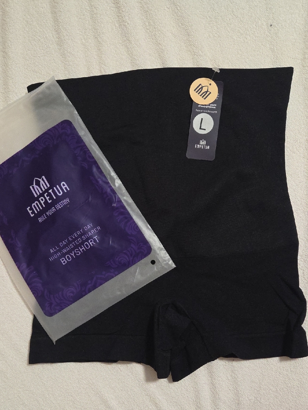High-Waisted Black Boyshort Shaper - Large